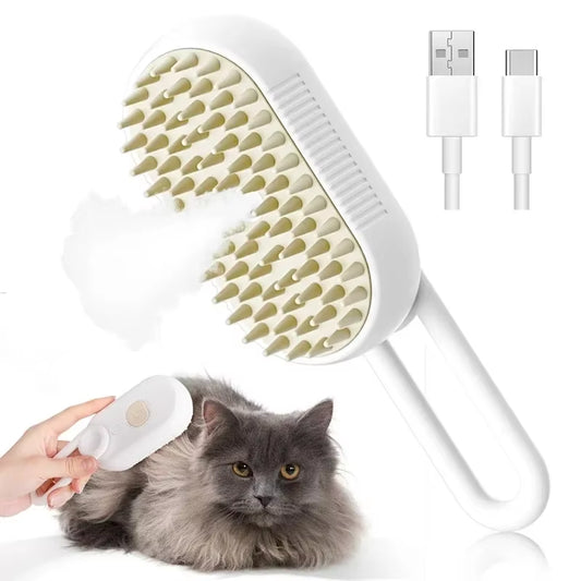 3-in-1 Steam Pet Grooming Brush – Cat & Dog Hair Remover