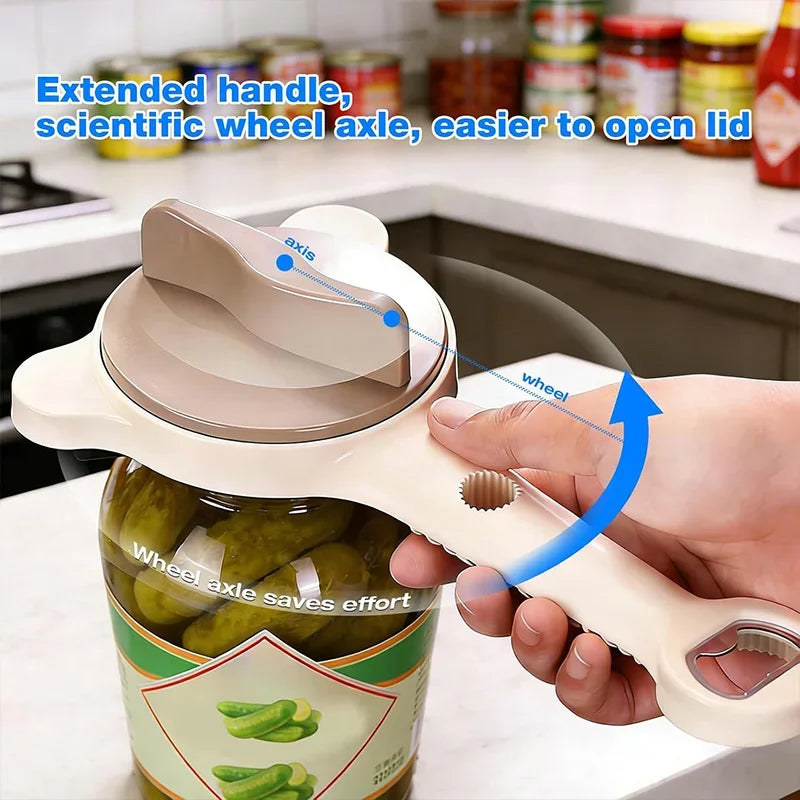 Multifunctional Jar Opener New 4-In-1 Jar Opener Adjustable Lid Remover Ergonomic Jar Lid Gripper for Various Container Sizes