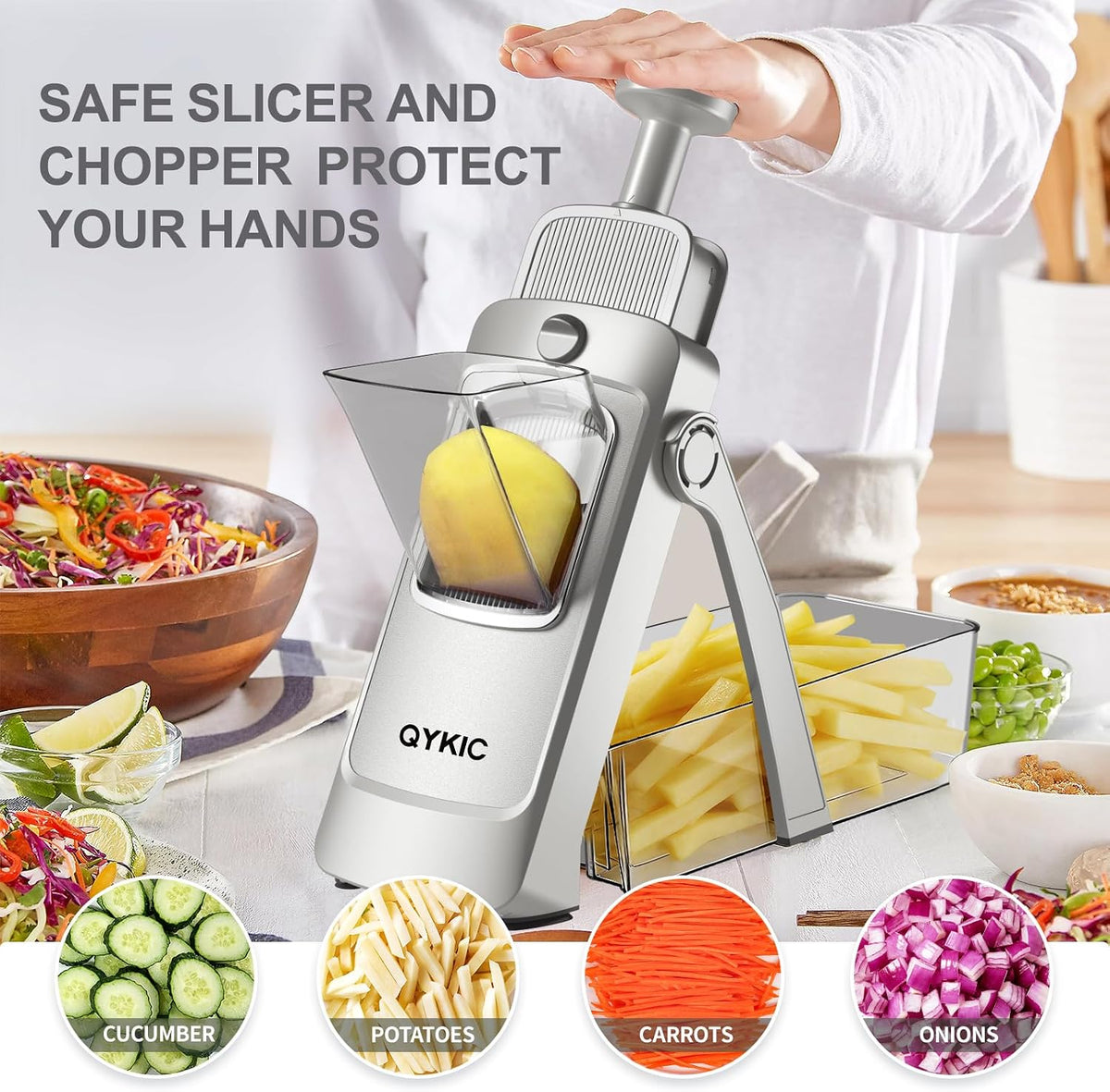 Mandoline Slicer for Kitchen, Adjustable 0.1-8Mm (S4 Sliver)