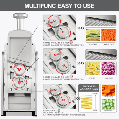Mandoline Slicer for Kitchen, Adjustable 0.1-8Mm (S4 Sliver)