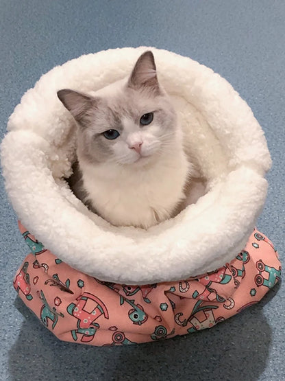 Cuddly Cat Sleeping Bag – Soft Plush Warm Pet Bed