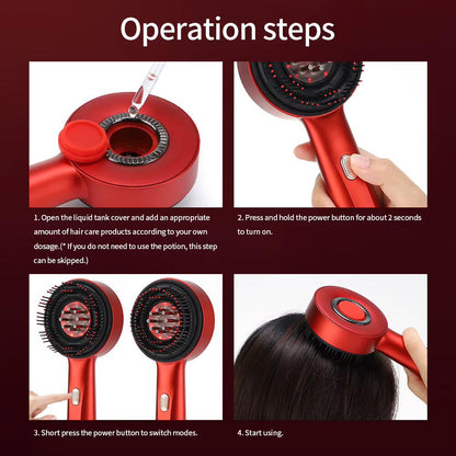 Scalp Massage Comb with Red Light & Serum Applicator