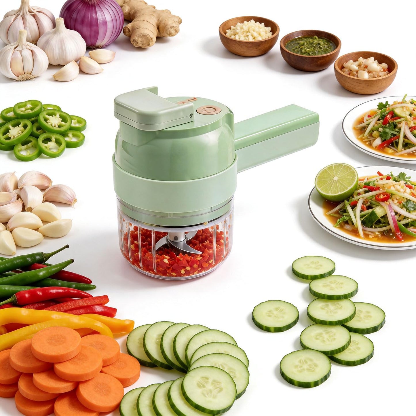 5-In-1 Wireless Electric Vegetable Chopper, Multi-Function Food Processor