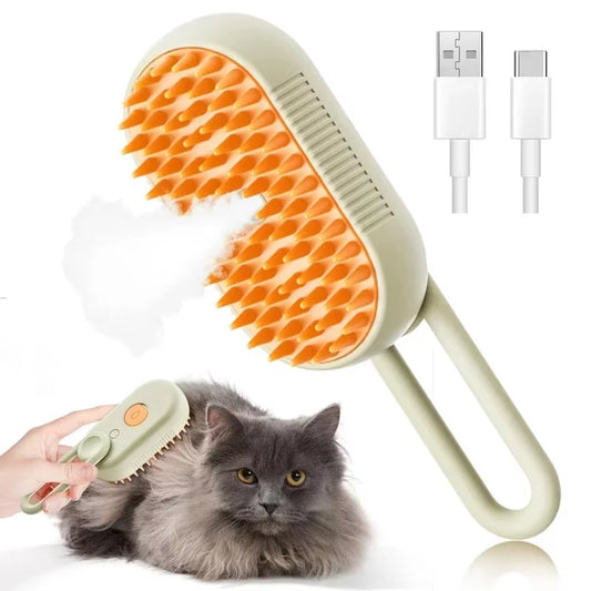 3-in-1 Steam Pet Grooming Brush – Cat & Dog Hair Remover